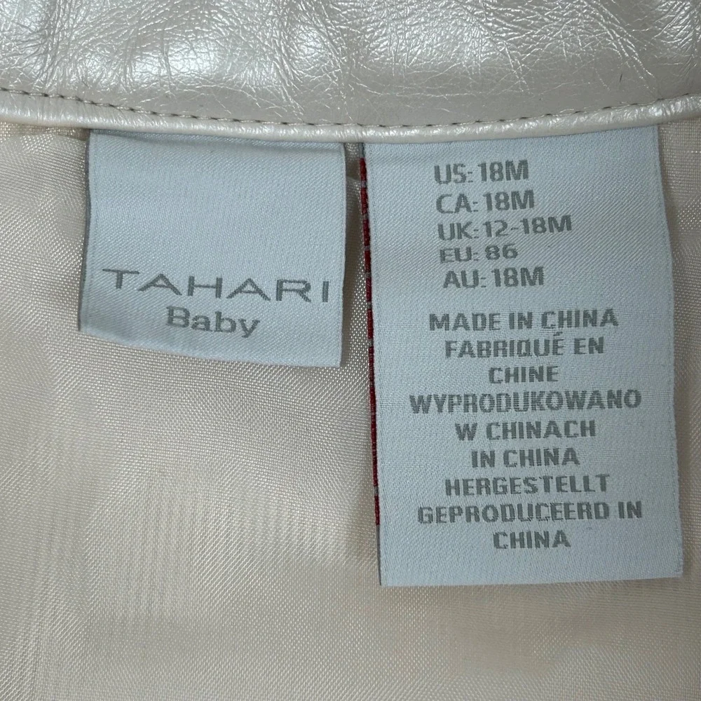 Tahari Baby Girls Shimmer Faux Fur Leather Vest Cream Crocodile  Size‎ 18M